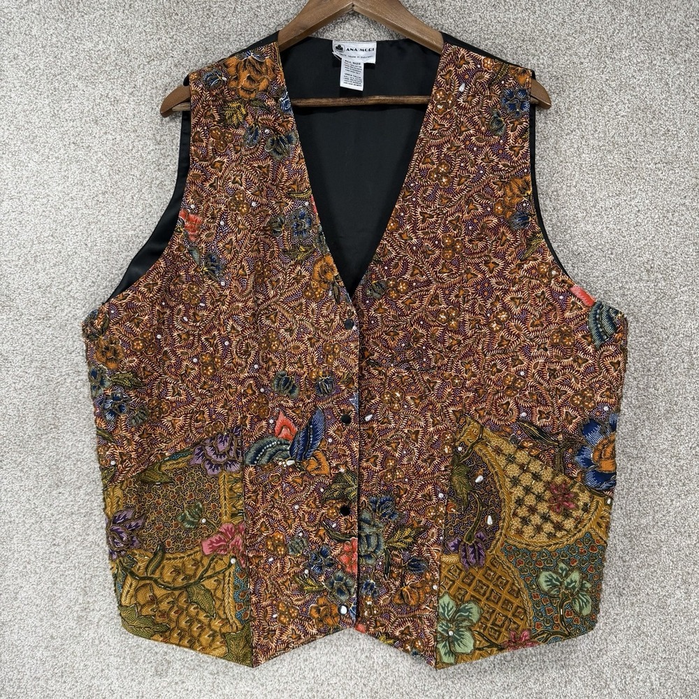 VTG Ana Mori Beaded‎ Best One Size Indie Festival Boho Grunge Floral